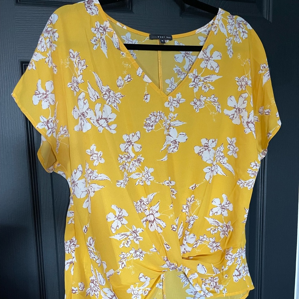 Yellow twist front fancy tee. Never worn.